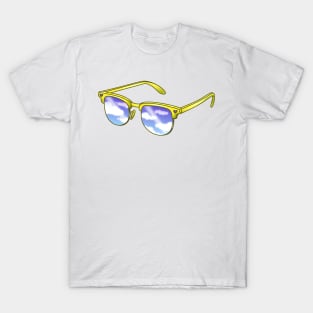 Yellow sunglasses with blue sky lenses T-Shirt